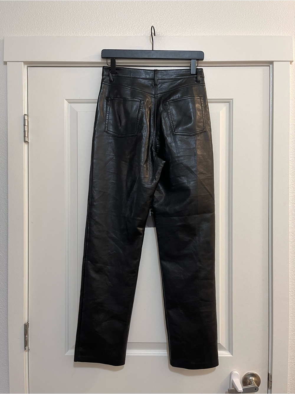 Aritzia Wilfred The Melina Black Faux Leather Stright-Leg Pants - Picture 3 of 4